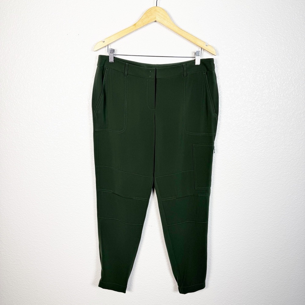 Akris Punto Size 10 Women's Japanese Crepe Florette Cargo Ankle‎ Pants Green